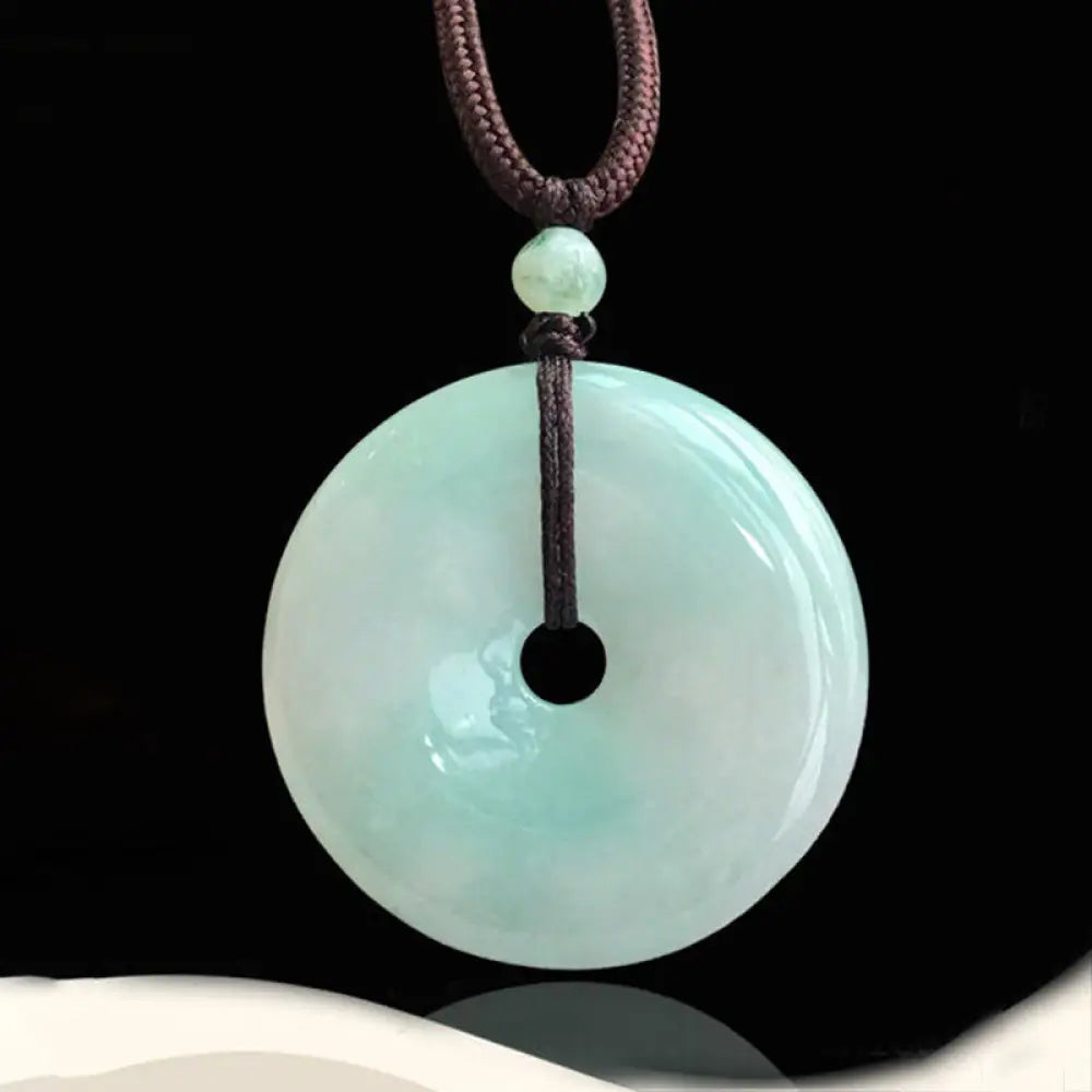 BWOOOH Round Jade String Luck Necklace Pendant — 25mm natural jade disc for prosperity and abundance