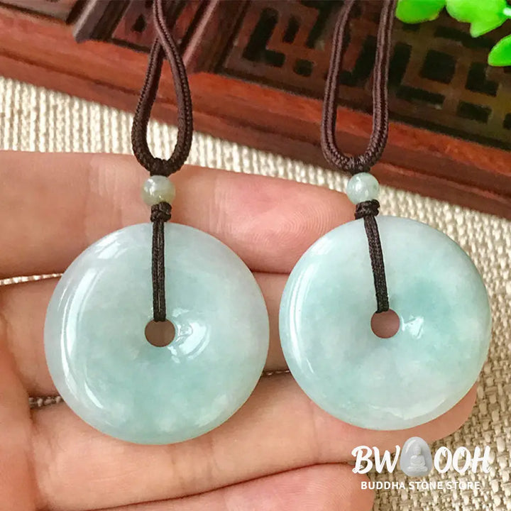 Buddha Stones Round Jade String Luck Necklace Pendant - BWOOOH - 25mm Jade - Necklaces &amp; Pendants