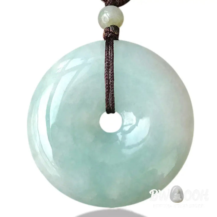 Buddha Stones Round Jade String Luck Necklace Pendant - BWOOOH - 25mm Jade - Necklaces &amp; Pendants