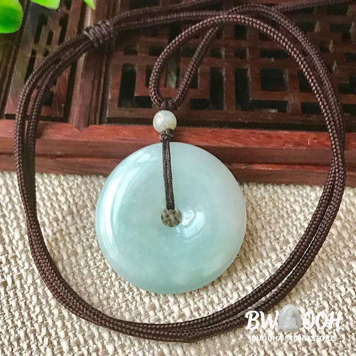 Buddha Stones Round Jade String Luck Necklace Pendant - BWOOOH - 25mm Jade - Necklaces &amp; Pendants