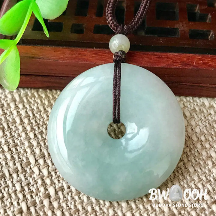 Buddha Stones Round Jade String Luck Necklace Pendant - BWOOOH - 25mm Jade - Necklaces &amp; Pendants