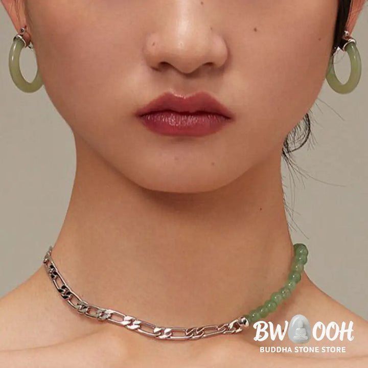 Buddha Stones Round Jade White Jade Prosperity Earrings - Earrings