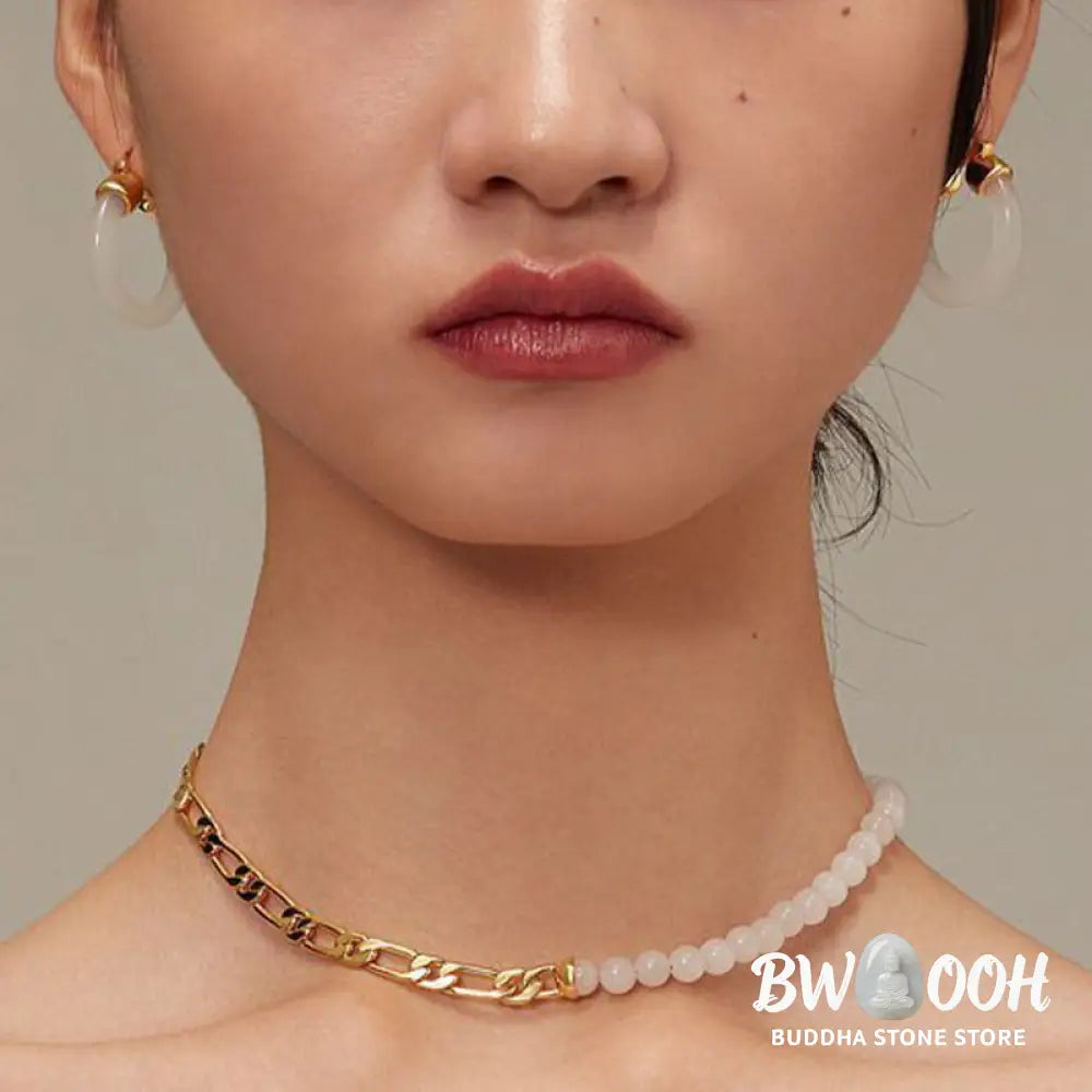 Buddha Stones Round Jade White Jade Prosperity Earrings - Earrings