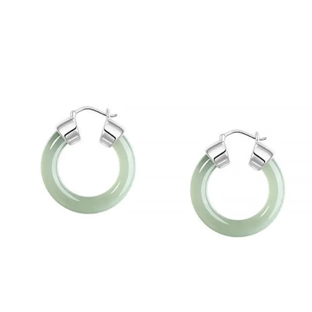 BWOOOH Round Jade White Jade Prosperity Earrings — Jade jade bracelet for spiritual healing and mindful living