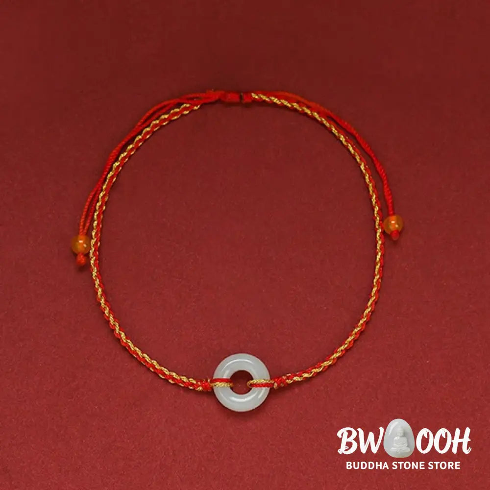 BWOOOH Round Peace Buckle Jade Luck Abundance Braided Bracelet Anklet | spiritual healing bracelet