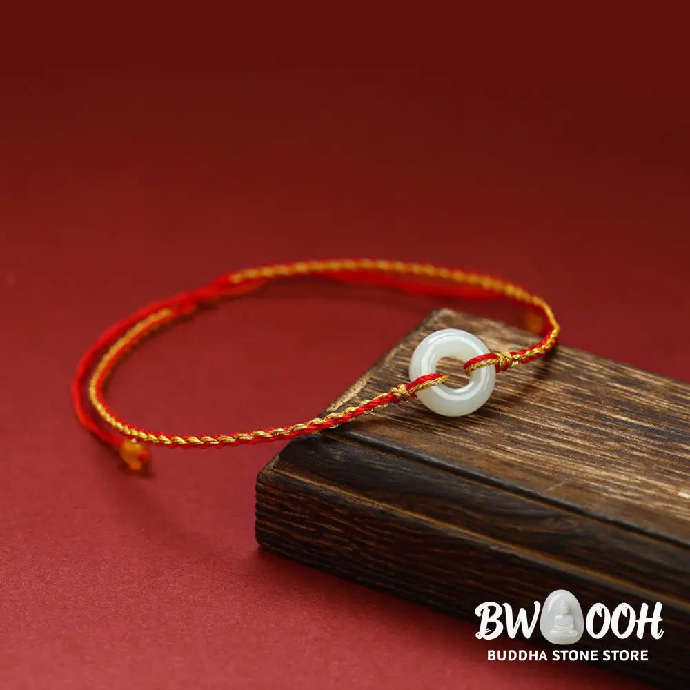 BWOOOH Round Peace Buckle Jade Luck Abundance Braided Bracelet Anklet | spiritual healing bracelet