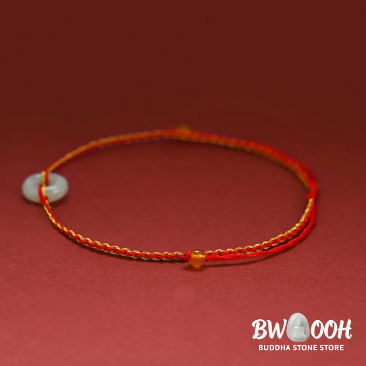 BWOOOH Round Peace Buckle Jade Luck Abundance Braided Bracelet Anklet | spiritual healing bracelet