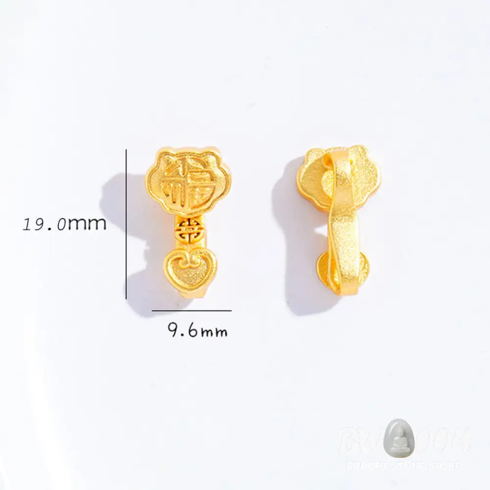Buddha Stones Ruyi Handle Fu Character Copper Plated Gold Rope Adjustable Luck Bracelet - Bracelet