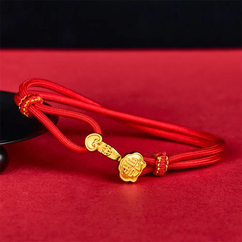 BWOOOH Ruyi Handle Fu Character Copper Plated Gold Rope A