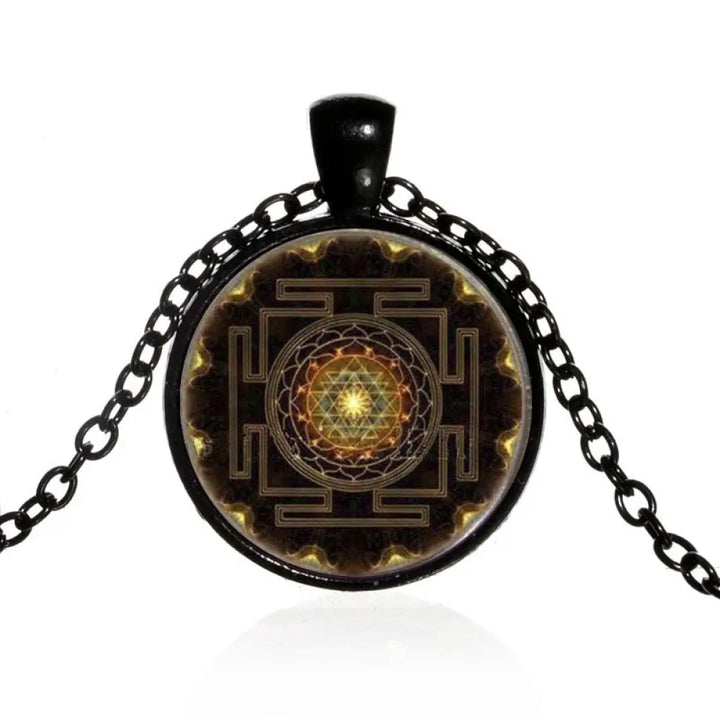 Buddha Stones Sacred Sri Yantra Time Gemstone Necklace - BWOOOH - 3 - Necklaces &amp; Pendants