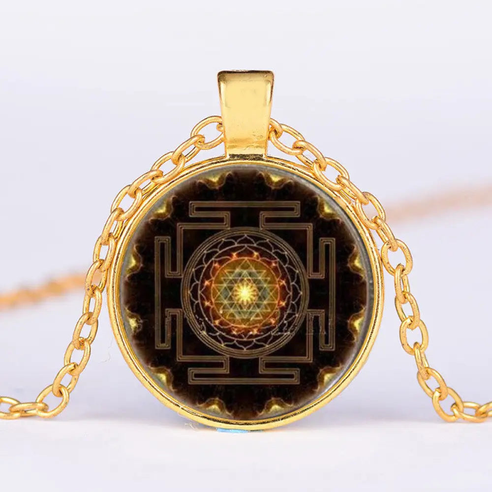 Buddha Stones Sacred Sri Yantra Time Gemstone Necklace - BWOOOH - 4 - Necklaces &amp; Pendants