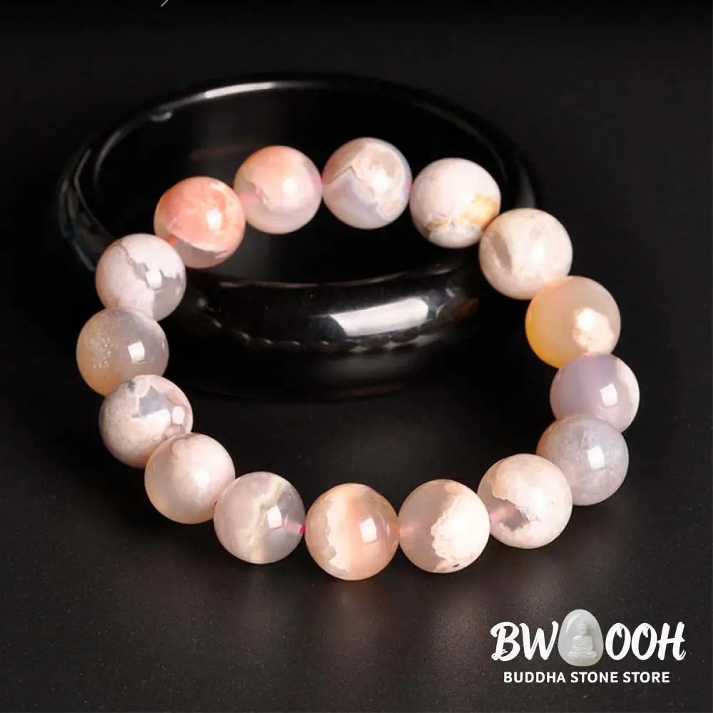 Buddha Stones Sakura Agate Peace Blessing Bracelet - BWOOOH - Bracelet