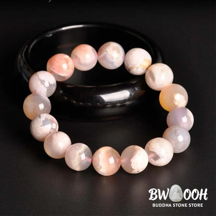 Buddha Stones Sakura Agate Peace Blessing Bracelet - BWOOOH - Bracelet