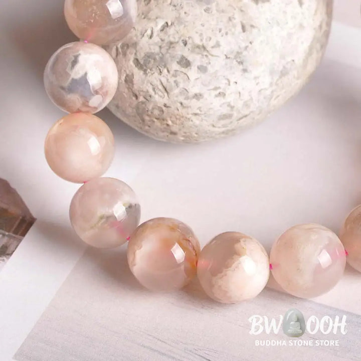 Buddha Stones Sakura Agate Peace Blessing Bracelet - BWOOOH - Bracelet