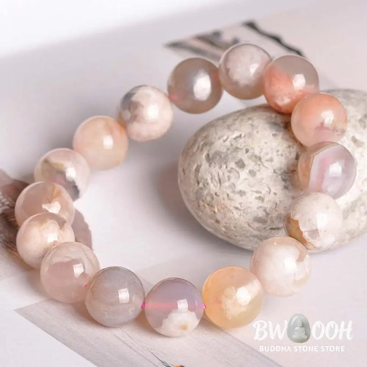 Buddha Stones Sakura Agate Peace Blessing Bracelet - BWOOOH - Bracelet