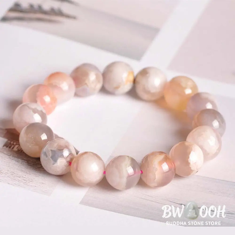 Buddha Stones Sakura Agate Peace Blessing Bracelet - BWOOOH - Bracelet