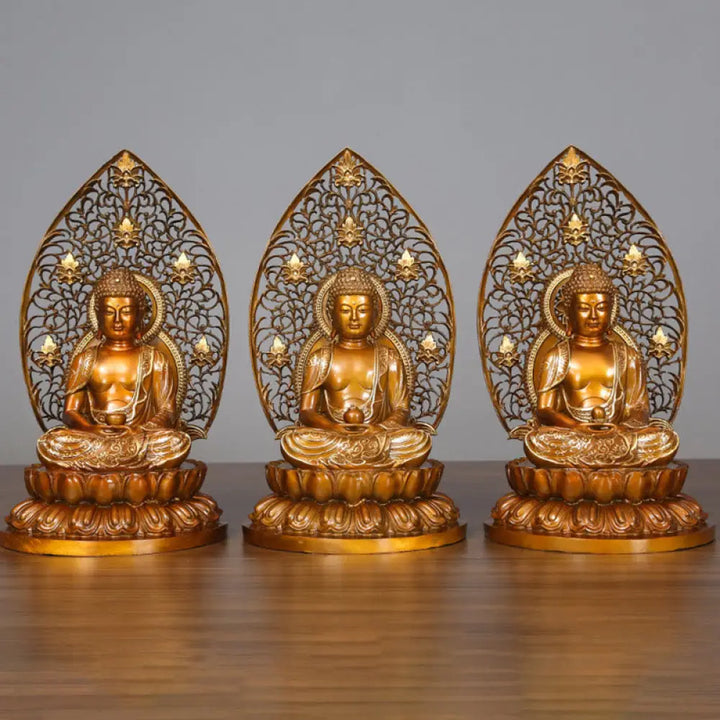 BWOOOH copper Buddha statue - Sakyamuni Amitabha Medicine Buddha 