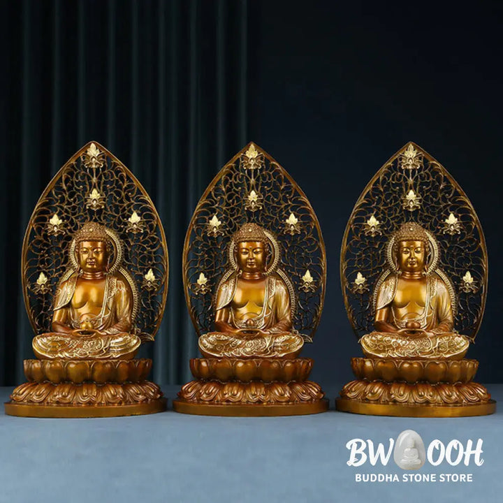 BWOOOH copper Buddha statue - Sakyamuni Amitabha Medicine Buddha 