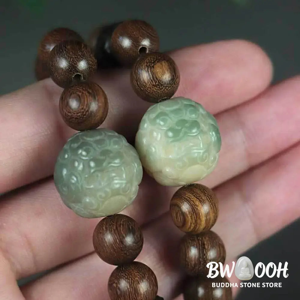 Buddha Stones Sandalwood Bodhi Seed PiXiu Ebony Wood Bead Healing Bracelet - BWOOOH - Bracelet