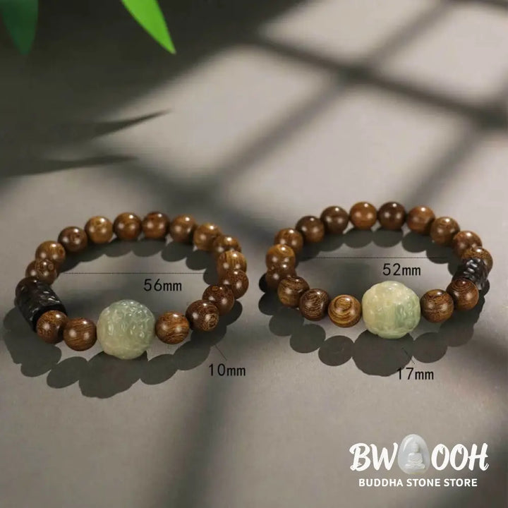 Buddha Stones Sandalwood Bodhi Seed PiXiu Ebony Wood Bead Healing Bracelet - BWOOOH - Bracelet