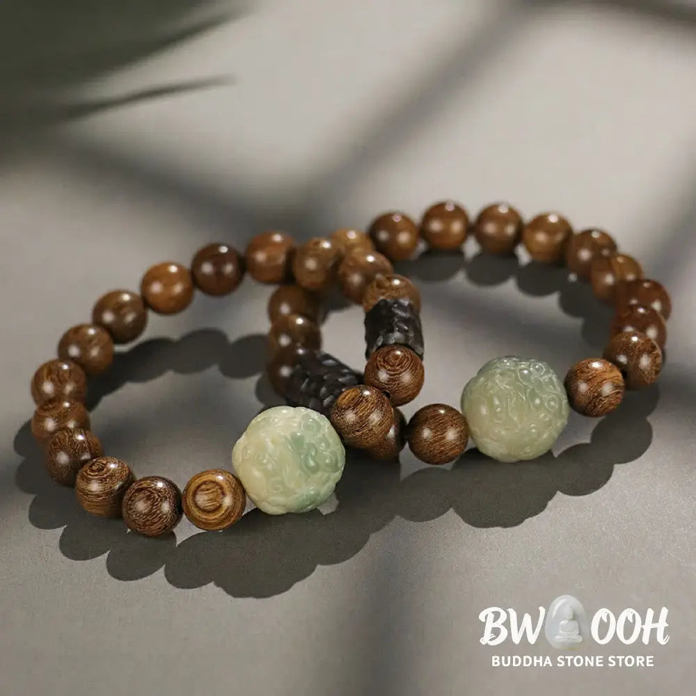 Buddha Stones Sandalwood Bodhi Seed PiXiu Ebony Wood Bead Healing Bracelet - BWOOOH - Bracelet