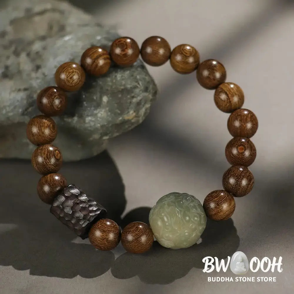 Buddha Stones Sandalwood Bodhi Seed PiXiu Ebony Wood Bead Healing Bracelet - BWOOOH - Bracelet