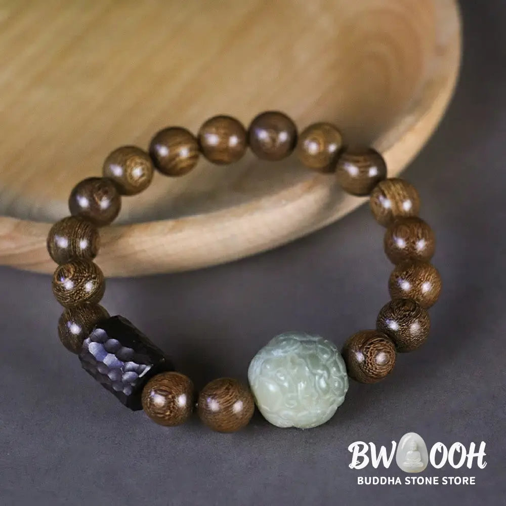 Buddha Stones Sandalwood Bodhi Seed PiXiu Ebony Wood Bead Healing Bracelet - BWOOOH - Bracelet