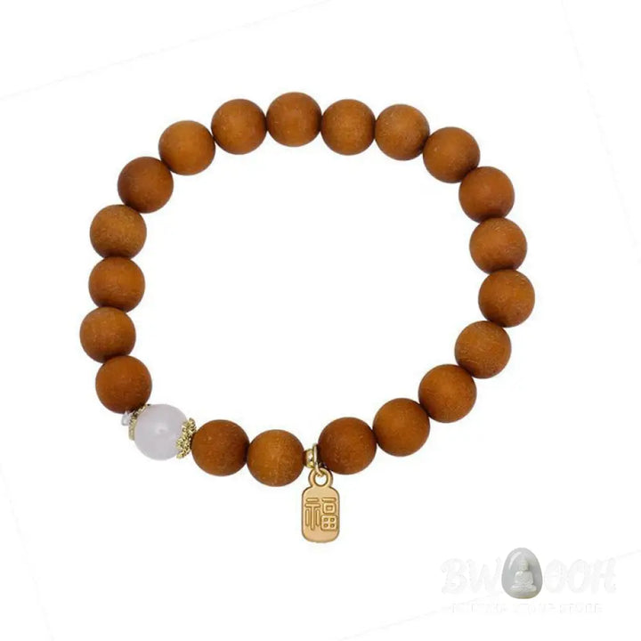 Buddha Stones Sandalwood Cat’s Eye Fu Character Charm Protection Bracelet - BWOOOH - Bracelet