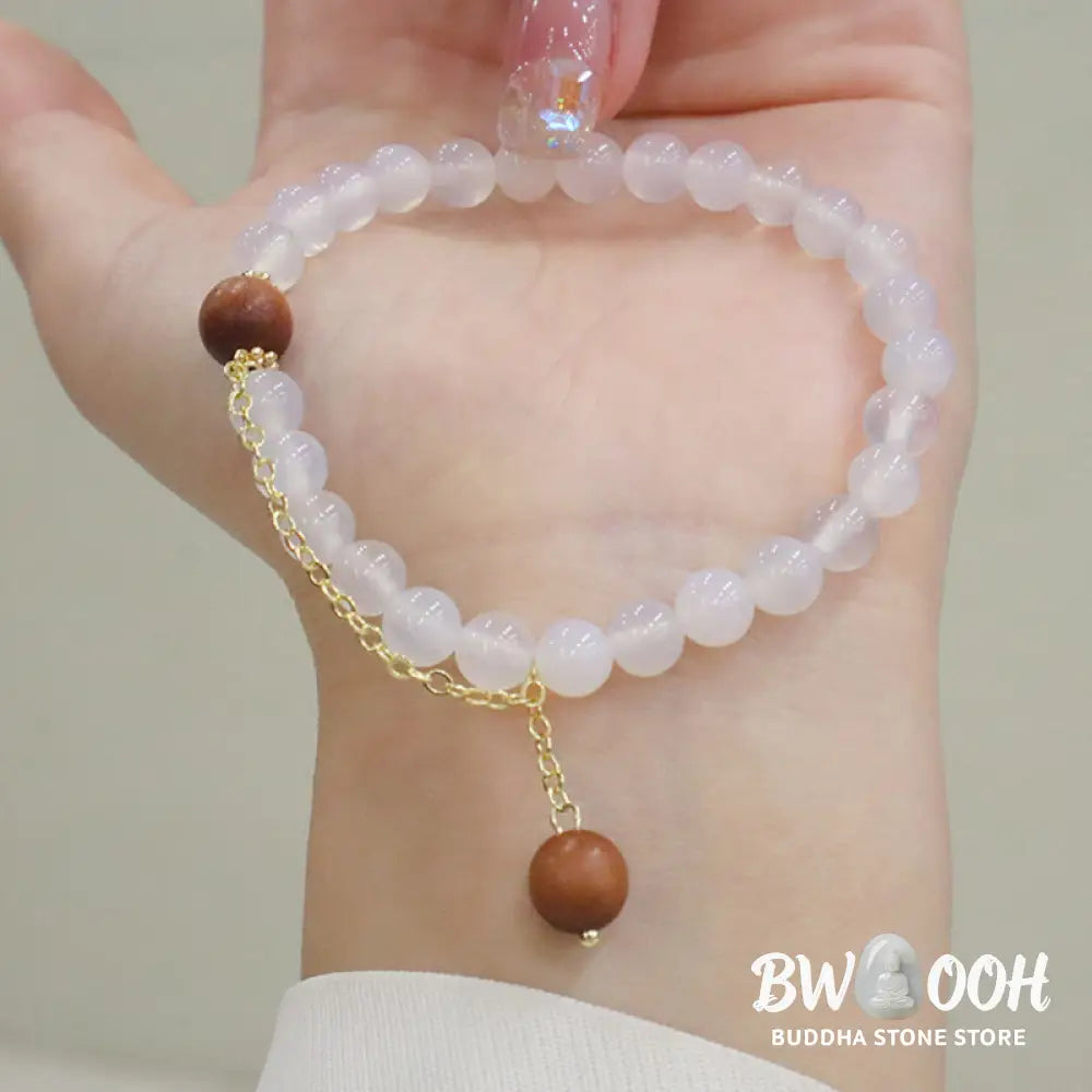 Buddha Stones Sandalwood Cat’s Eye Fu Character Charm Protection Bracelet - BWOOOH - Bracelet