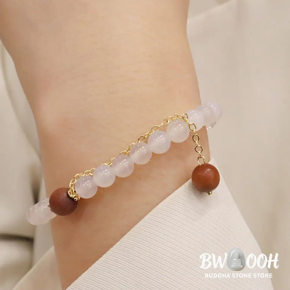 Buddha Stones Sandalwood Cat’s Eye Fu Character Charm Protection Bracelet - BWOOOH - Bracelet