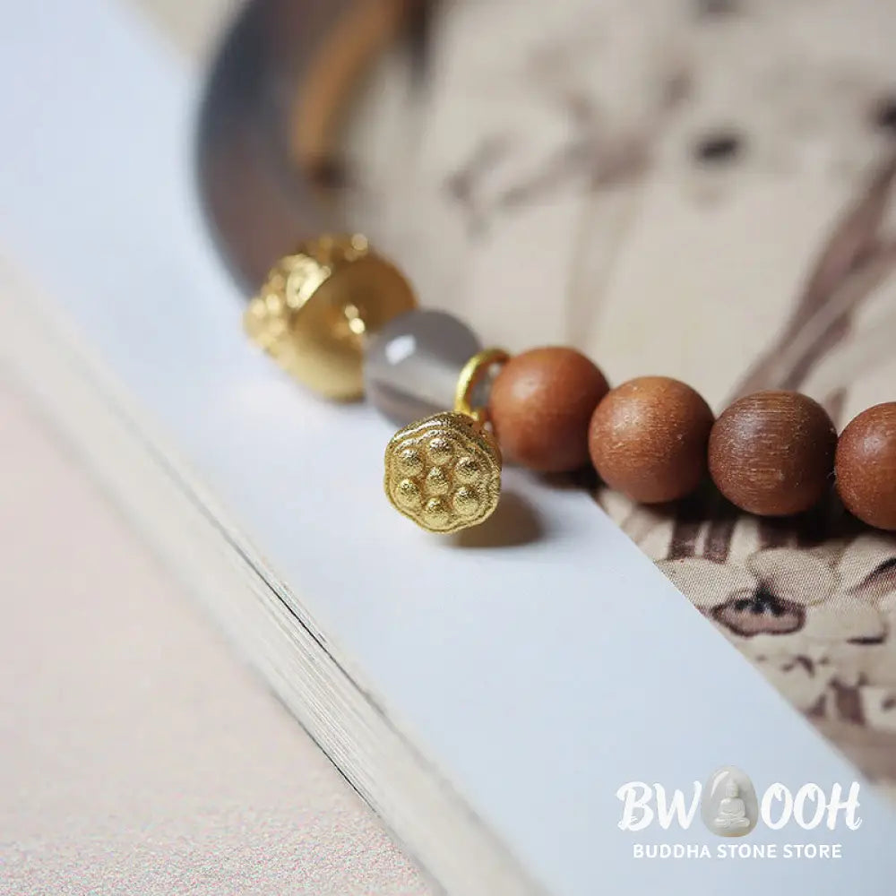 Buddha Stones Sandalwood Gray Agate Chalcedony Cuff Half Bracelet Bangle - BWOOOH - Bracelet