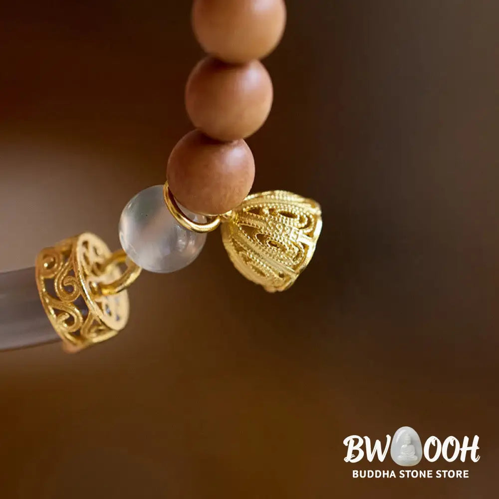 Buddha Stones Sandalwood Gray Agate Chalcedony Cuff Half Bracelet Bangle - BWOOOH - Bracelet
