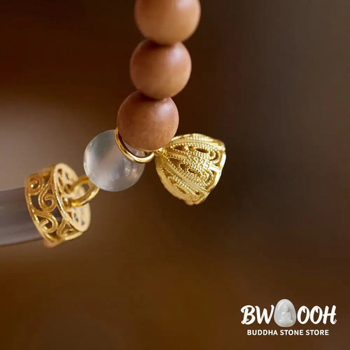 Buddha Stones Sandalwood Gray Agate Chalcedony Cuff Half Bracelet Bangle - BWOOOH - Bracelet
