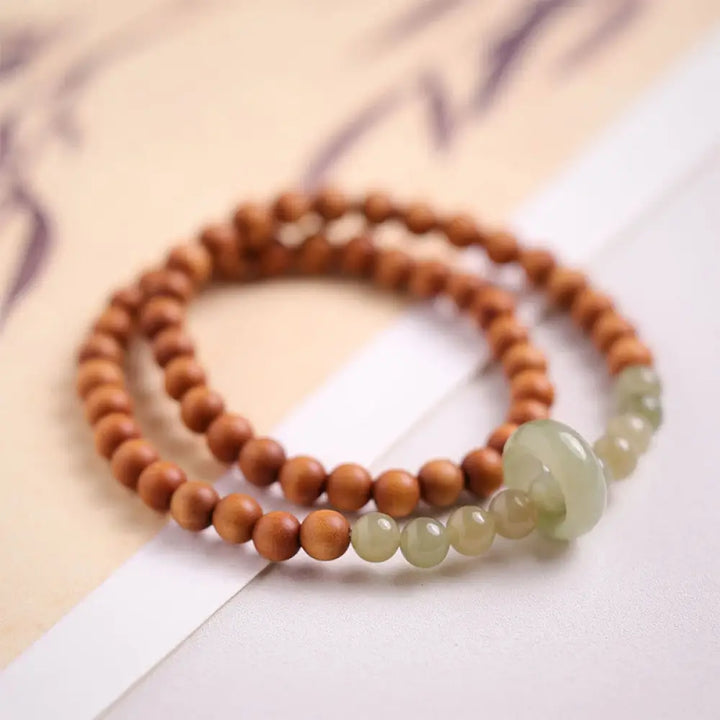 BWOOOH Sandalwood Hetian Jade Protection Double Wrap Bracelet - BWOOOH - Sandalwood(Protection♥Calm) - Bracelet