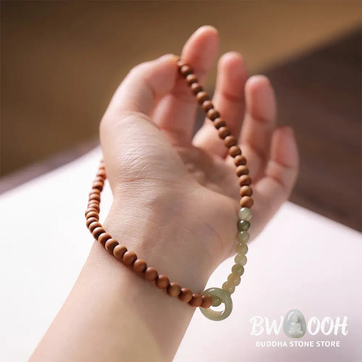 Buddha Stones Sandalwood Hetian Jade Protection Double Wrap Bracelet - BWOOOH - Sandalwood(Protection♥Calm) - Bracelet