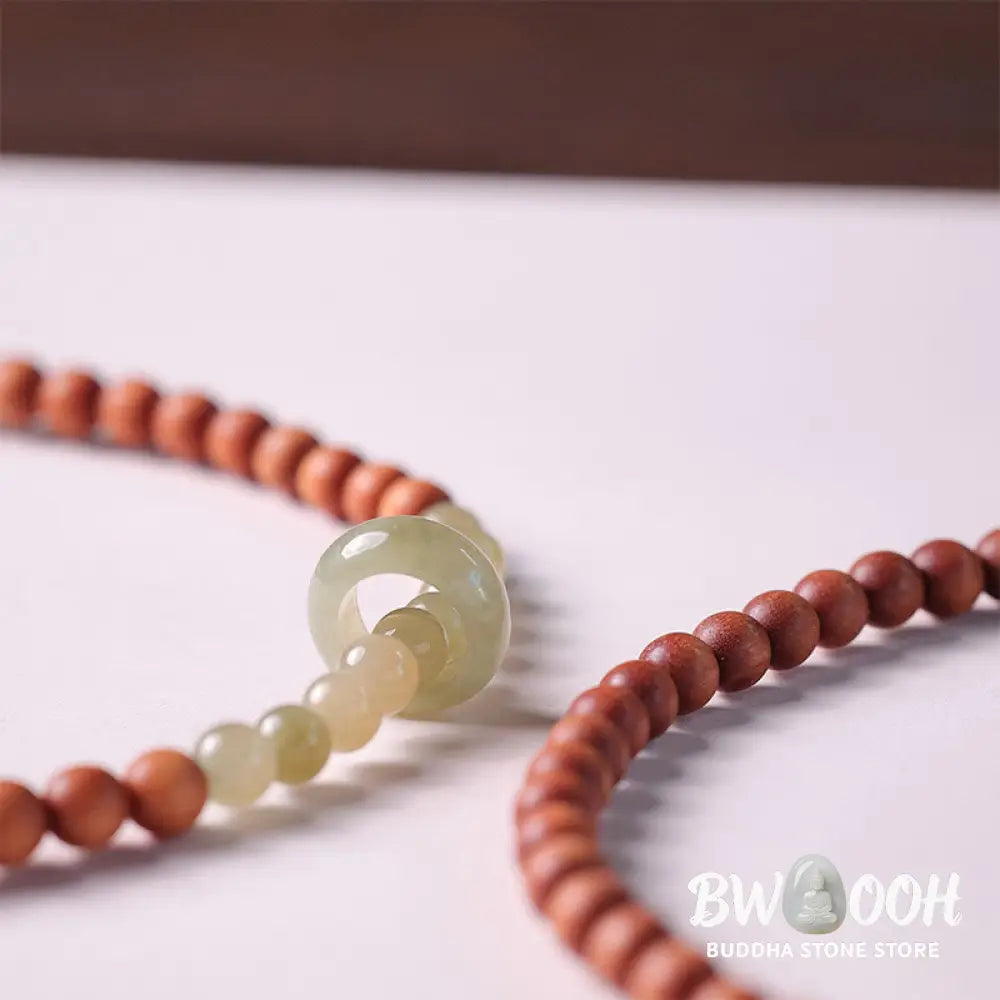 Buddha Stones Sandalwood Hetian Jade Protection Double Wrap Bracelet - BWOOOH - Sandalwood(Protection♥Calm) - Bracelet