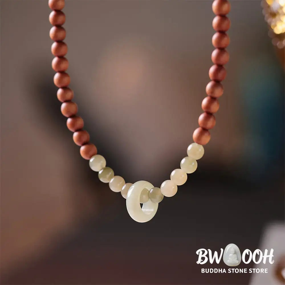 Buddha Stones Sandalwood Hetian Jade Protection Double Wrap Bracelet - BWOOOH - Sandalwood(Protection♥Calm) - Bracelet