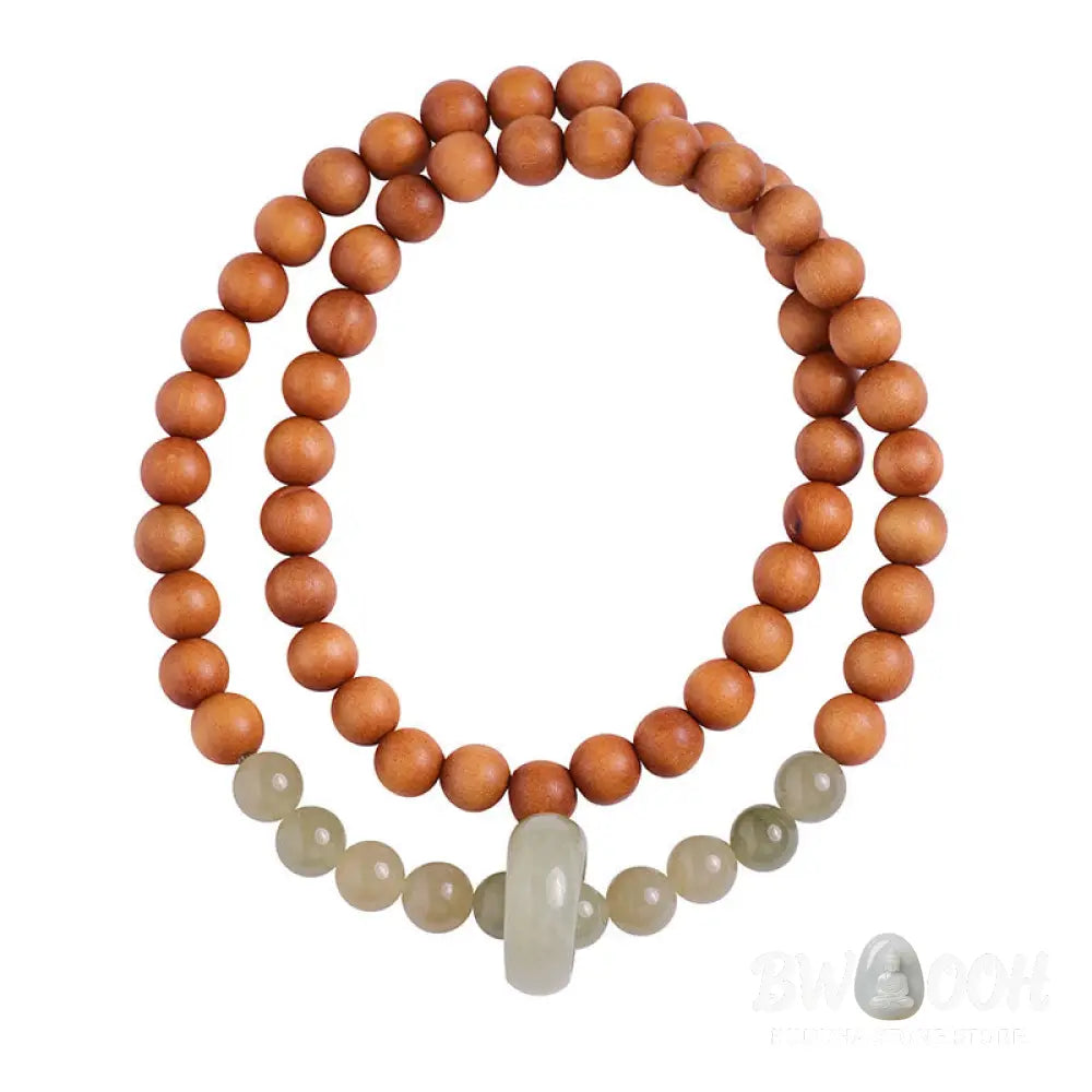 Buddha Stones Sandalwood Hetian Jade Protection Double Wrap Bracelet - BWOOOH - Sandalwood(Protection♥Calm) - Bracelet