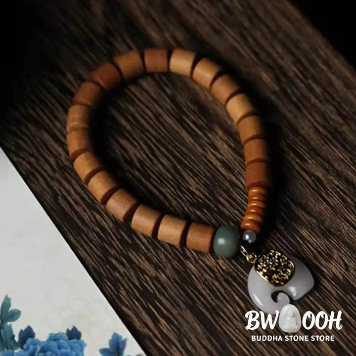 BWOOOH Sandalwood Jade Elephant Protection Bracelet - Sandalwood&amp;Jade - Bracelet
