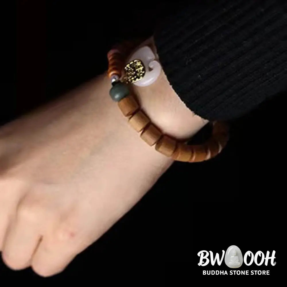 BWOOOH Sandalwood Jade Elephant Protection Bracelet - Sandalwood&amp;Jade - Bracelet