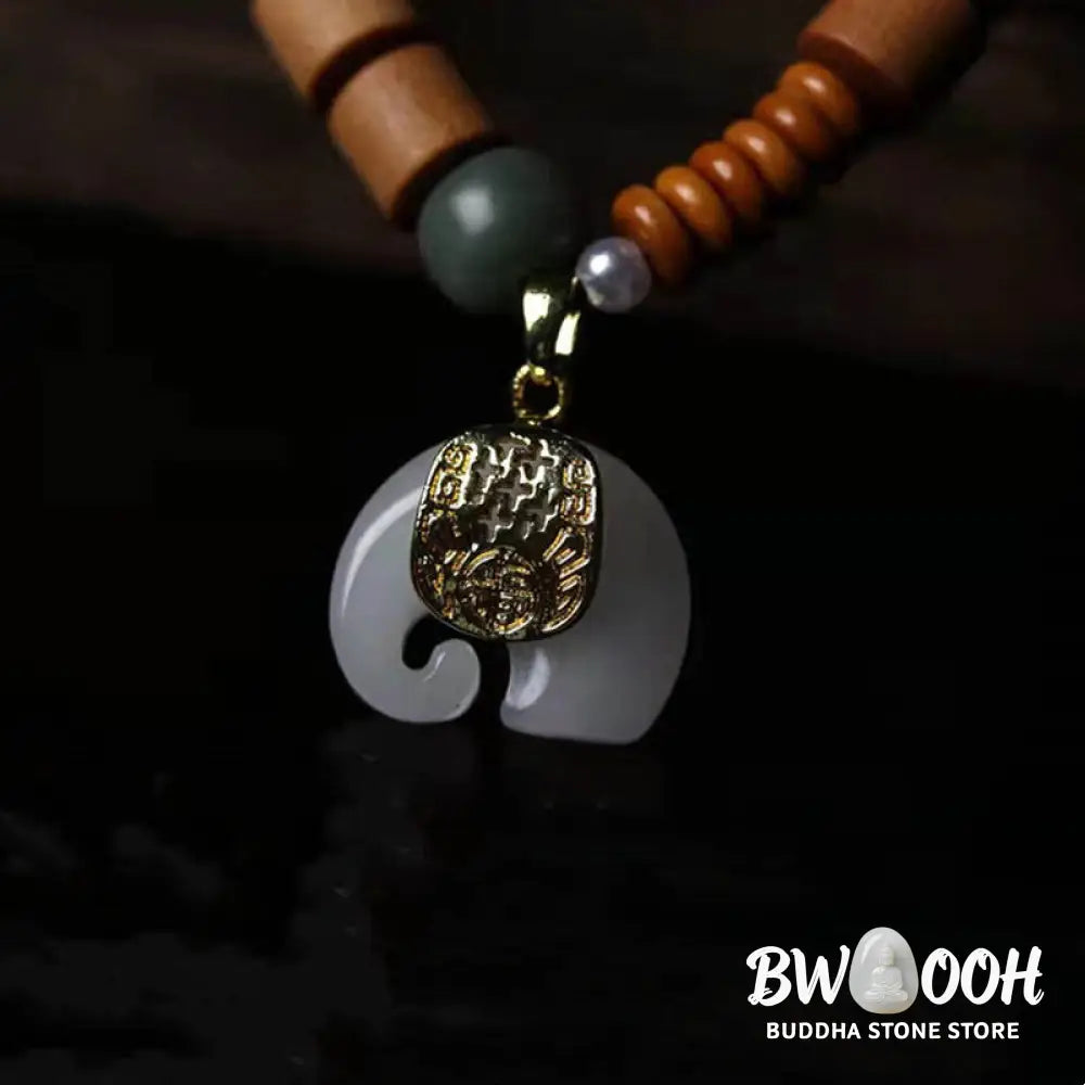 BWOOOH Sandalwood Jade Elephant Protection Bracelet - Sandalwood&amp;Jade - Bracelet