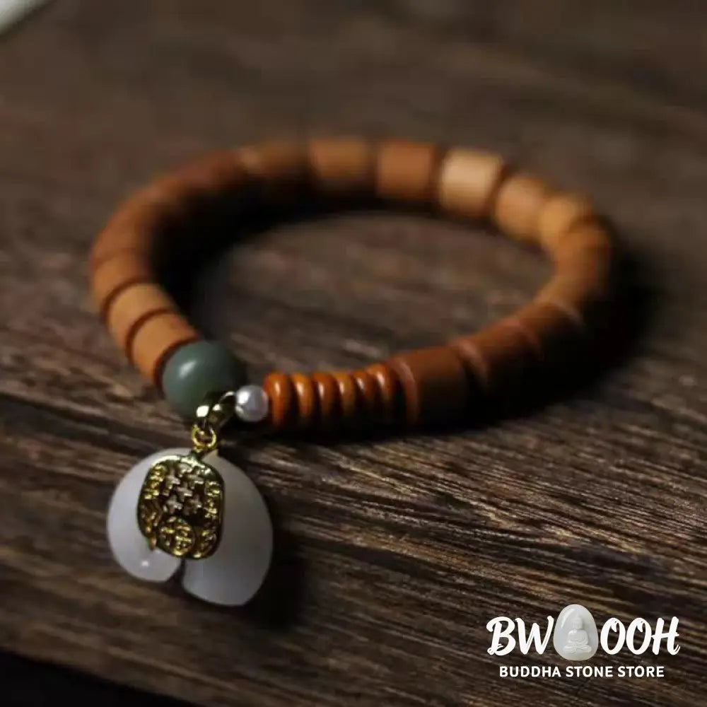 BWOOOH Sandalwood Jade Elephant Protection Bracelet - Sandalwood&amp;Jade - Bracelet