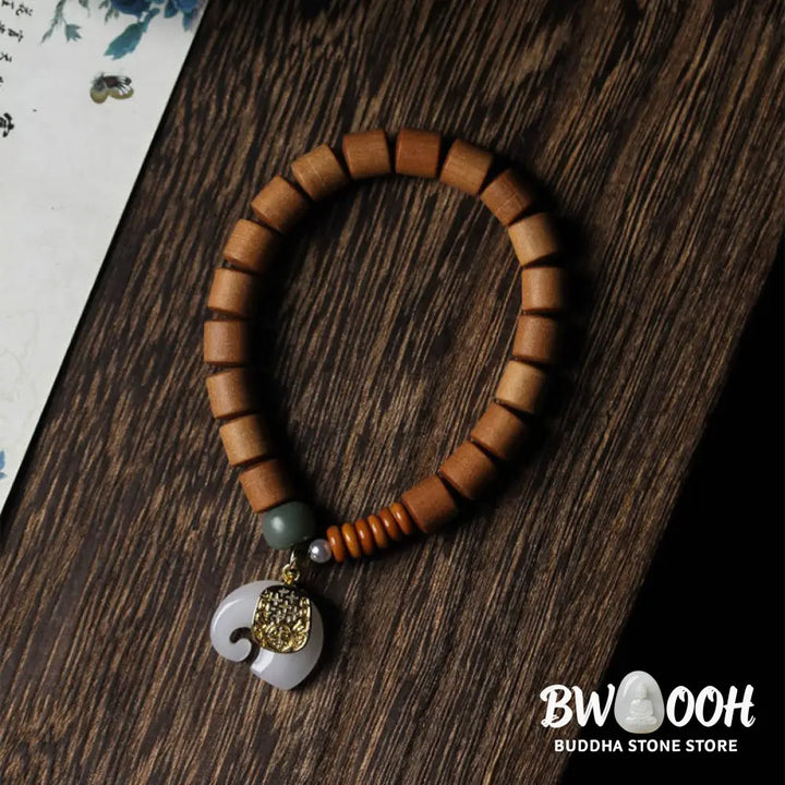 BWOOOH Sandalwood Jade Elephant Protection Bracelet - Sandalwood&amp;Jade - Bracelet
