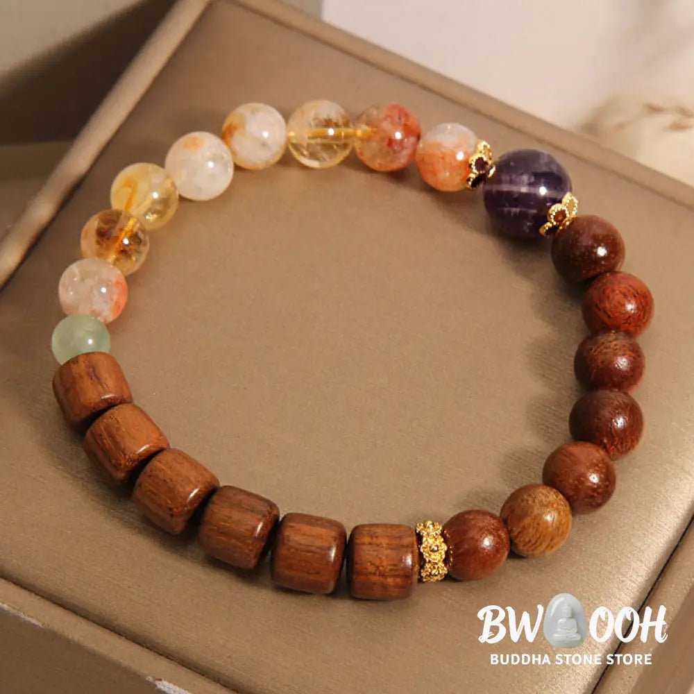 Buddha Stones Sandalwood Rosewood Citrine Protection Bracelet - BWOOOH - Sandalwood Rosewood Citrine(Wrist