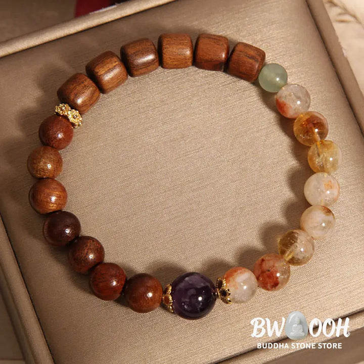 Buddha Stones Sandalwood Rosewood Citrine Protection Bracelet - BWOOOH - Sandalwood Rosewood Citrine(Wrist