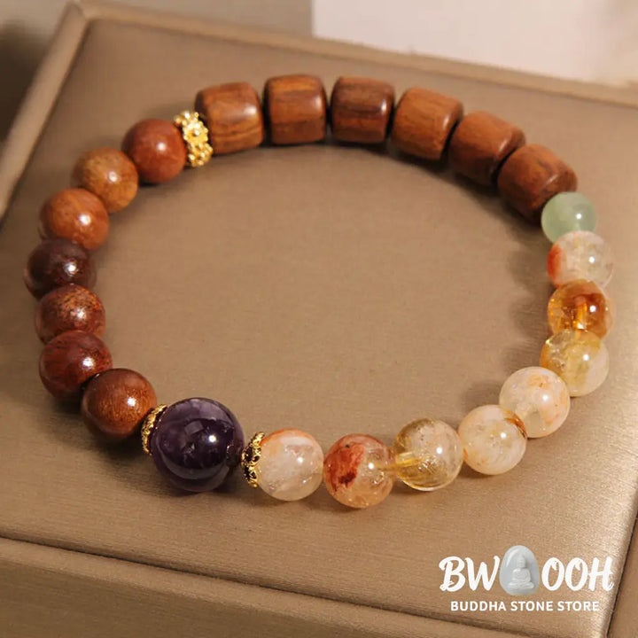 Buddha Stones Sandalwood Rosewood Citrine Protection Bracelet - BWOOOH - Sandalwood Rosewood Citrine(Wrist