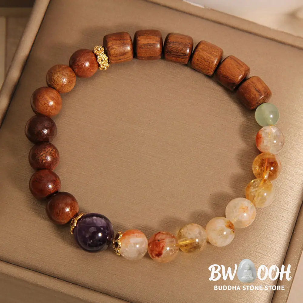 Buddha Stones Sandalwood Rosewood Citrine Protection Bracelet - BWOOOH - Sandalwood Rosewood Citrine(Wrist