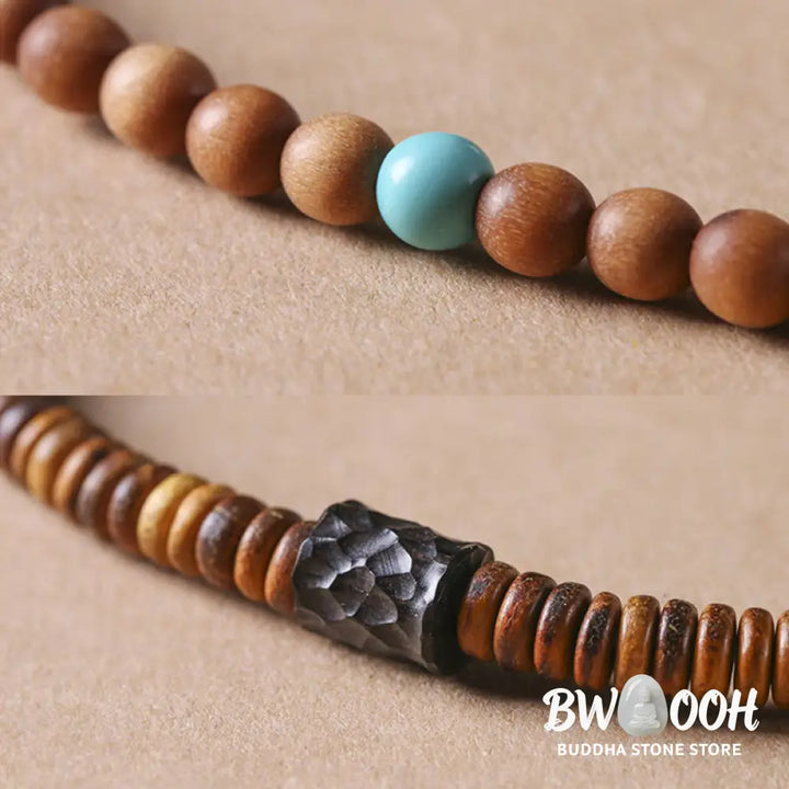 BWOOOH Sandalwood Turquoise Protection Double Wrap Bracelet | natural stone spiritual bracelet for healing and mindful living