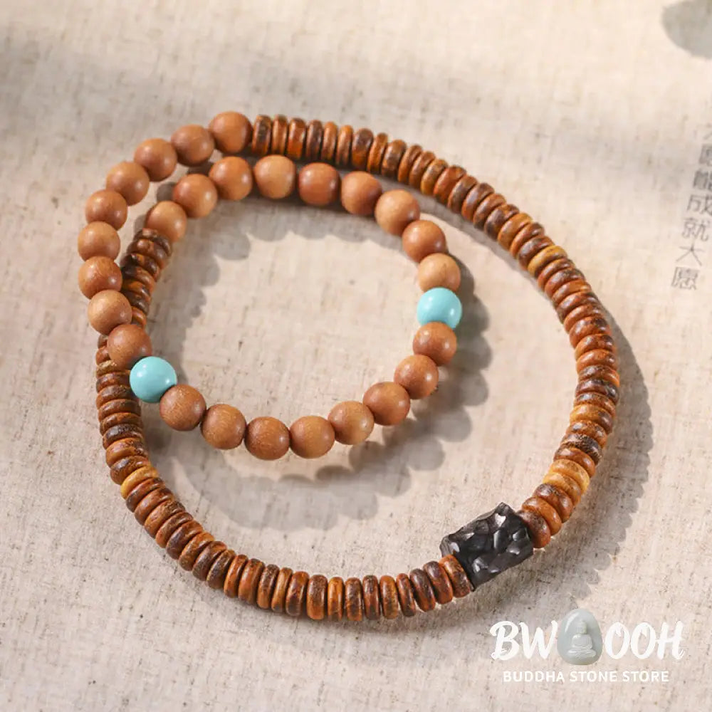 BWOOOH Sandalwood Turquoise Protection Double Wrap Bracelet | natural stone spiritual bracelet for healing and mindful living
