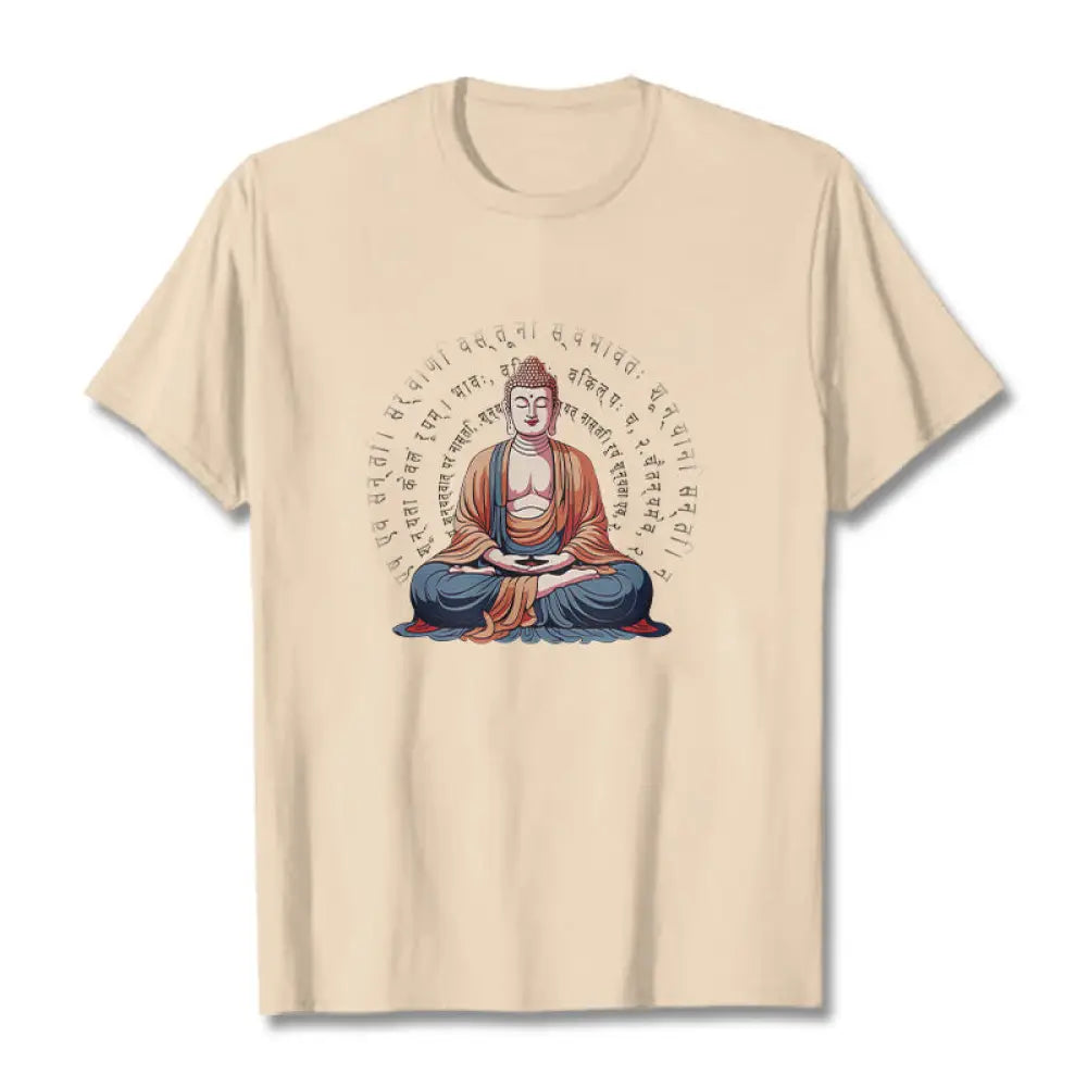 Buddha Stones Sanskrit Heart Sutra Form Is No Other Than Emptiness Tee T-shirt - Bisque / S - T-Shirts